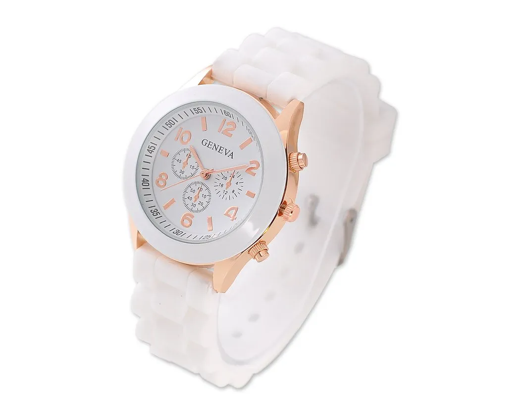 10 Pcs Geneva Colorful Silicone Quartz Analog Unisex Sport Wrist Watch