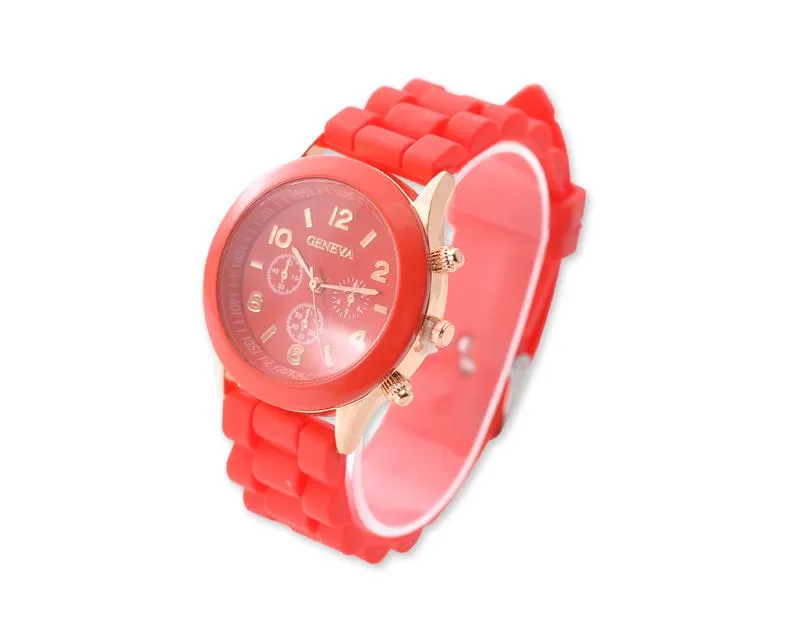 10 Pcs Geneva Colorful Silicone Quartz Analog Unisex Sport Wrist Watch