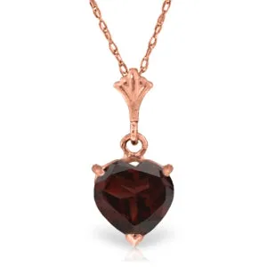 1.15 Carat 14K Solid Rose Gold Lonely Heart Garnet Necklace