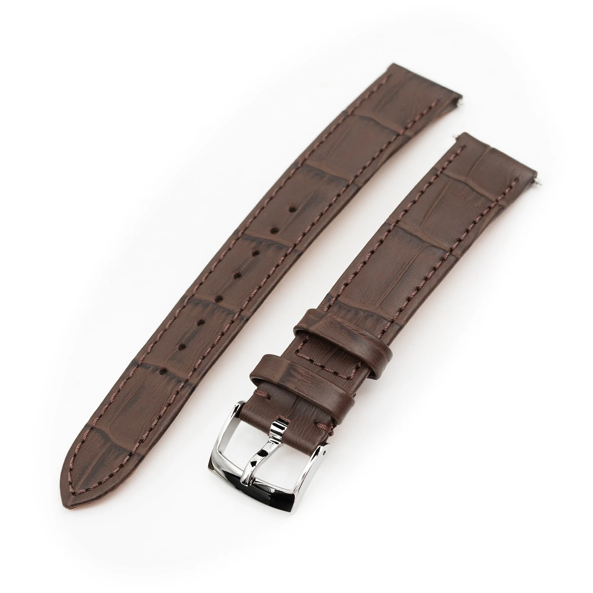 17mm Brown CrocoCalf (Italian Croco Grain) Flat