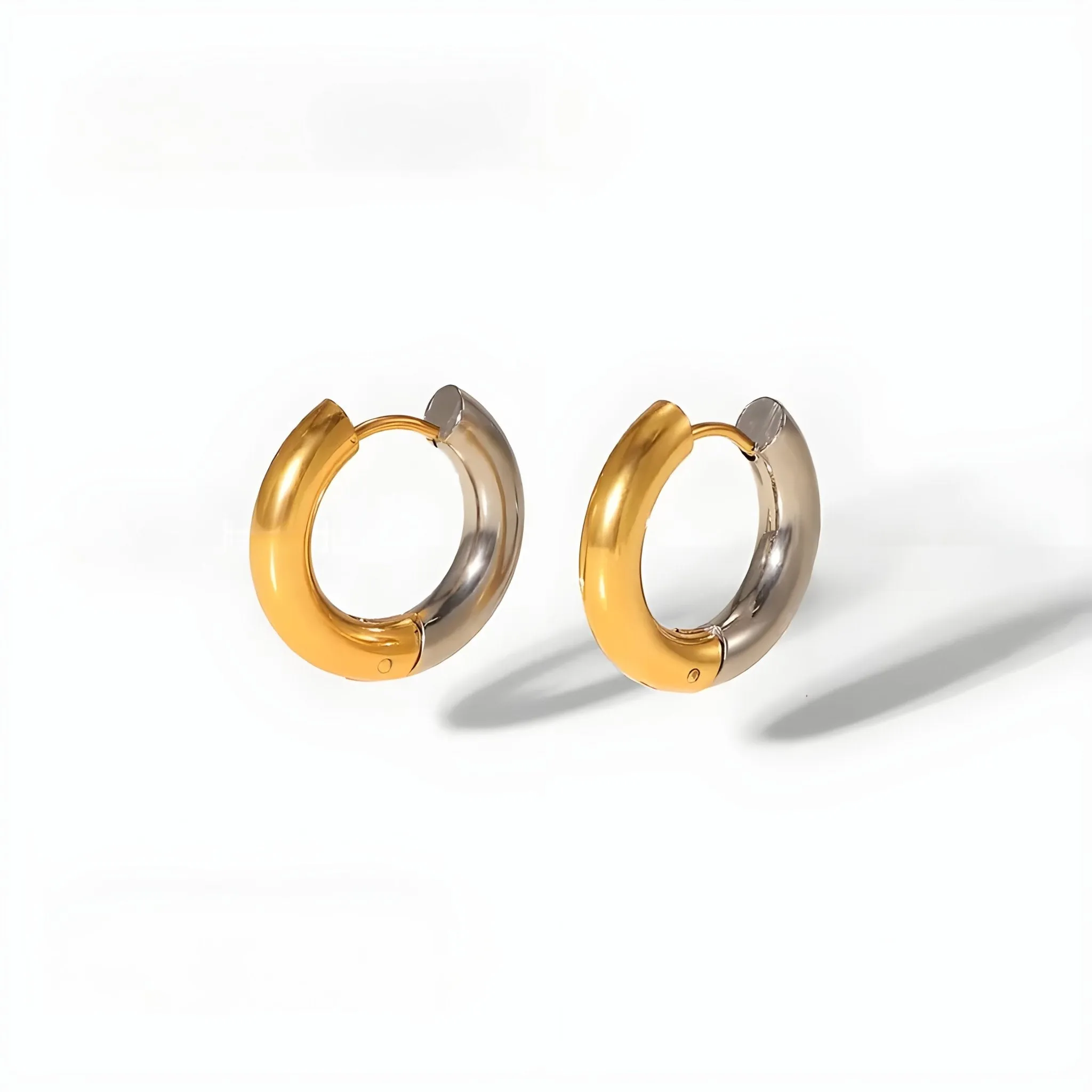 18K Gold and Silver Dual-Tone Hoop Earrings