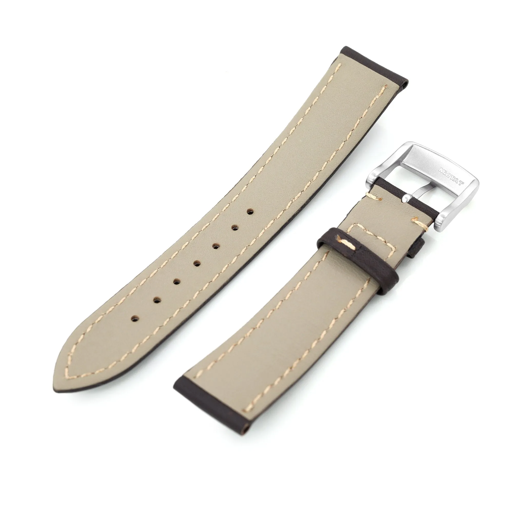 20mm Dark Brown Semi-matte Tapered Strap, Brushed