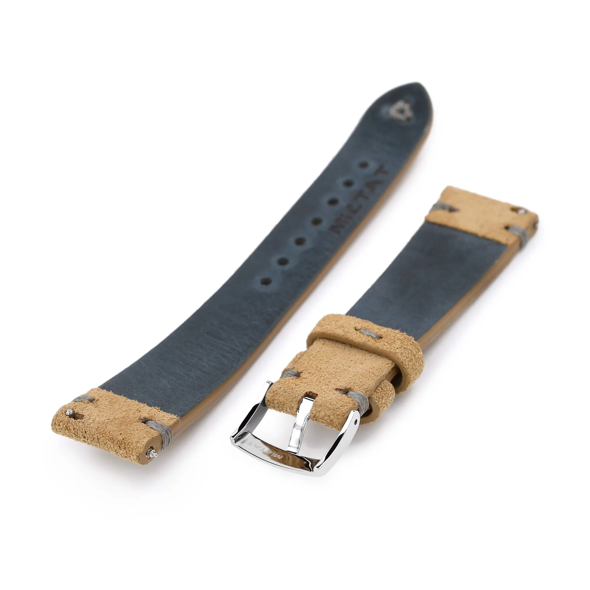 20mm Khaki Quick Release Italian Suede Leather Strap, Charcoal Grey St.