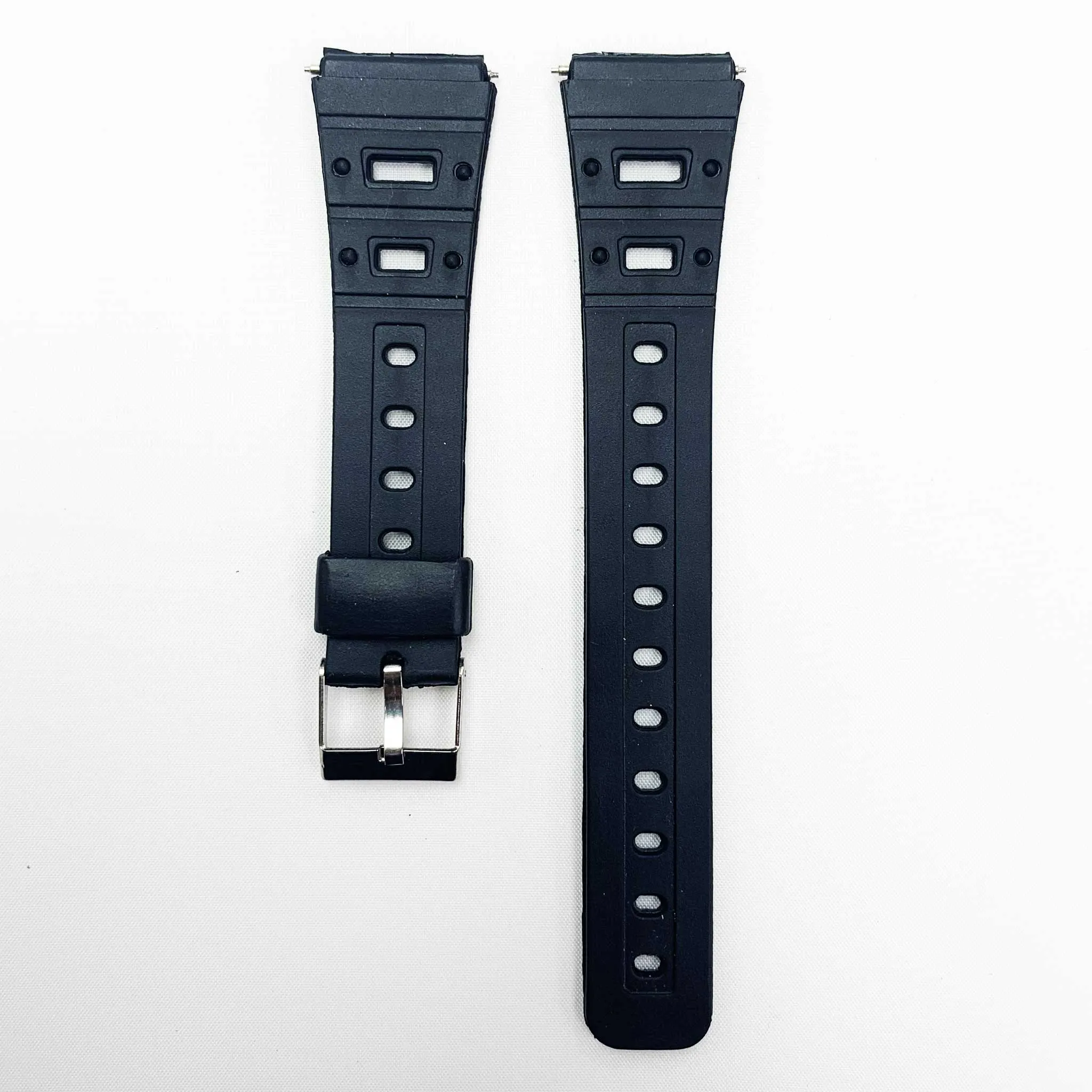 20MM PVC Plastic Watch Band Black with Easy Pin for Casio Timex Seiko Citizen Iron Man Watches