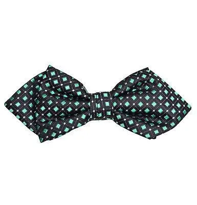 Black and Mint Silk Bow Tie by Paul Malone