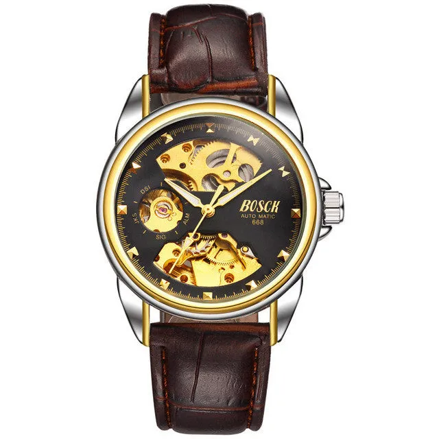 BOSCK Mechanical Watch Men Business Watches Male High Quality Automatic Watch Clock Gift for Mens