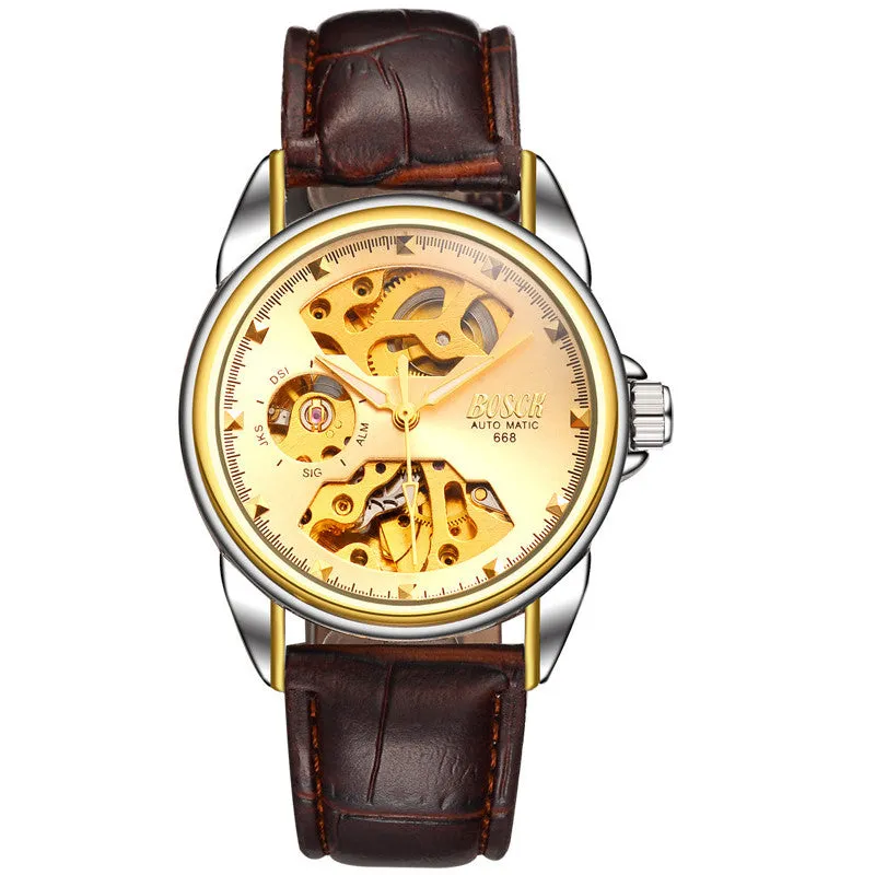 BOSCK Mechanical Watch Men Business Watches Male High Quality Automatic Watch Clock Gift for Mens