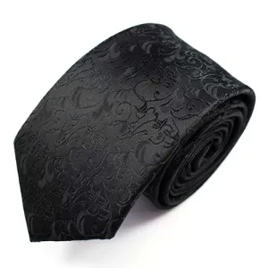 Classy Men Black Floral Luxury Silk Narrow Tie