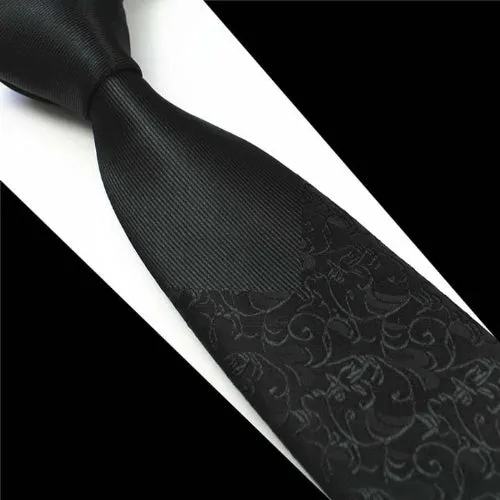 Classy Men Black Floral Luxury Silk Narrow Tie