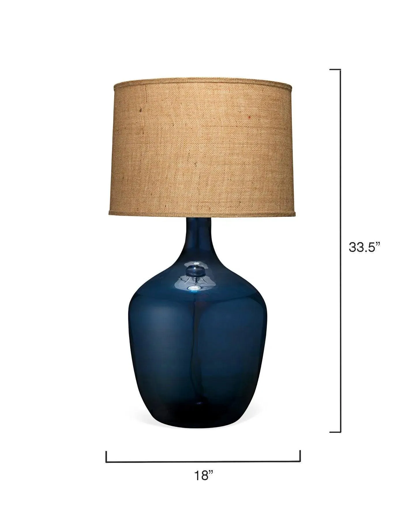 Coastal Navy Blue Glass Plum Jar Table Lamp Beige Shade