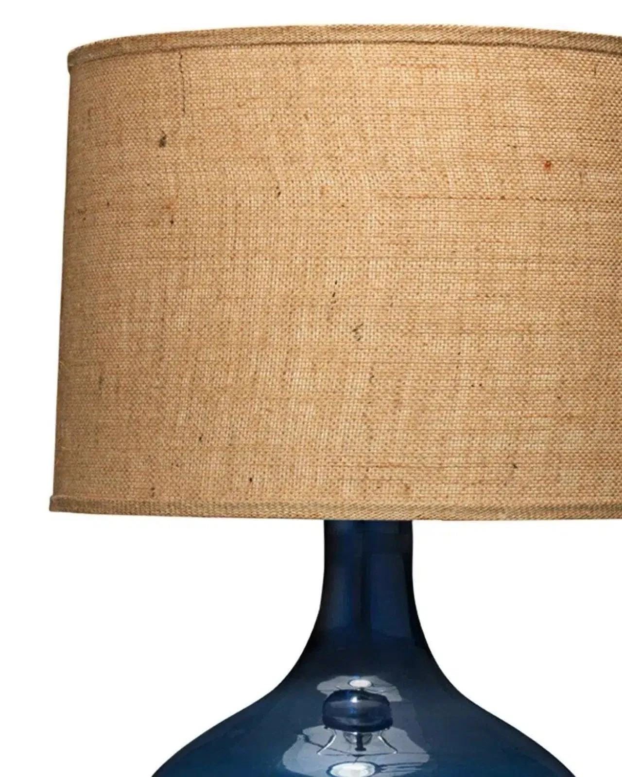 Coastal Navy Blue Glass Plum Jar Table Lamp Beige Shade