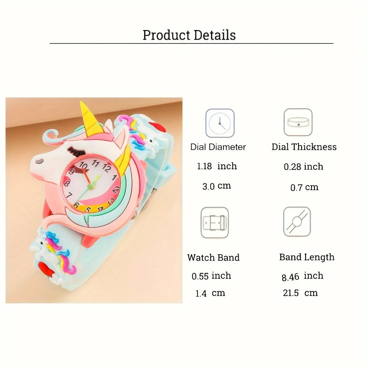 Cute Unicorn Quartz Watch Stylish Silicone Wristwatch for Kids