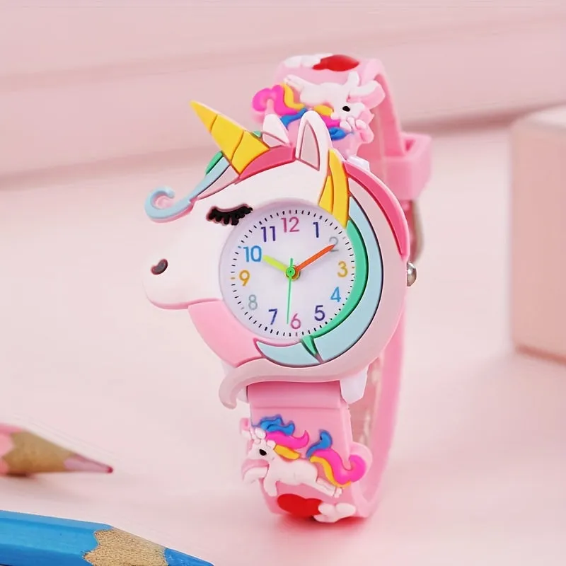 Cute Unicorn Quartz Watch Stylish Silicone Wristwatch for Kids