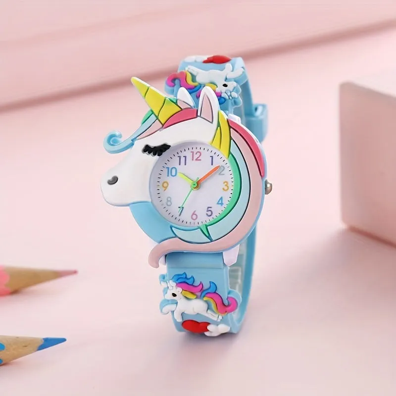 Cute Unicorn Quartz Watch Stylish Silicone Wristwatch for Kids