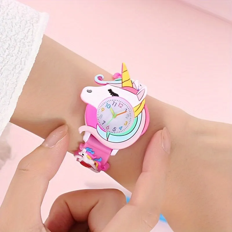 Cute Unicorn Quartz Watch Stylish Silicone Wristwatch for Kids