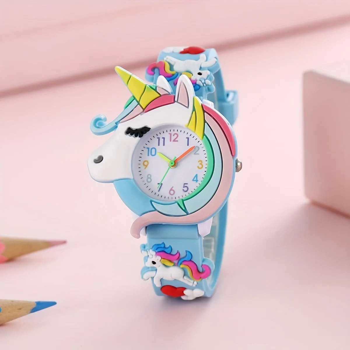 Cute Unicorn Quartz Watch Stylish Silicone Wristwatch for Kids