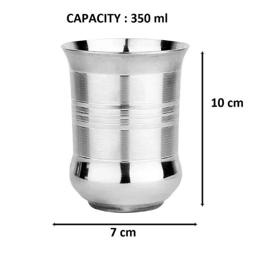 Damru Shape Stainless Steel 6 pcs Water Serving Glass - 380 ml