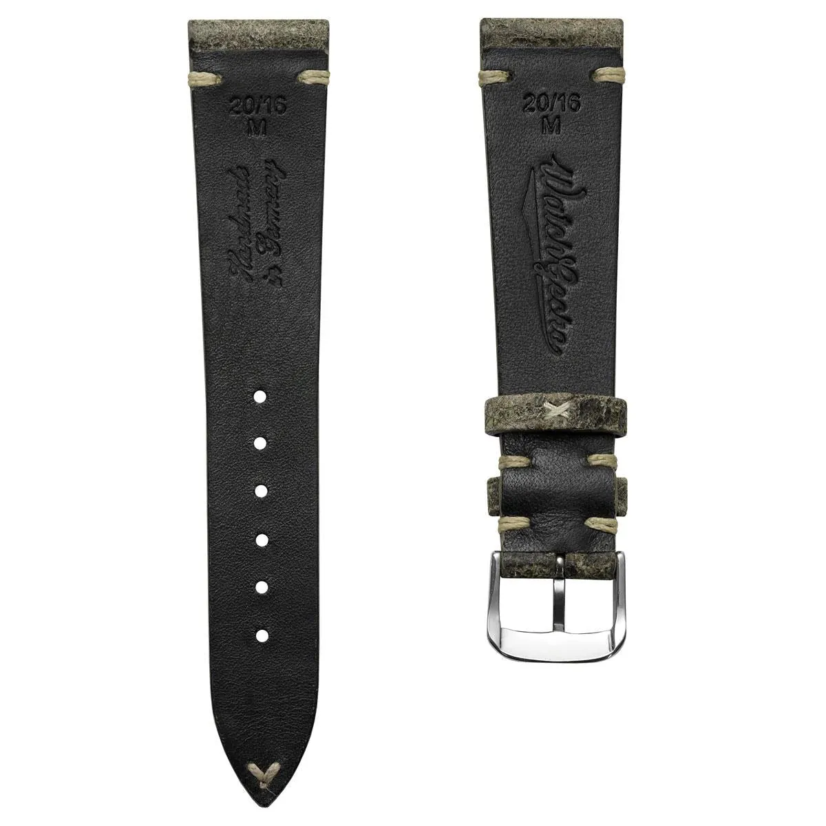 Dexter Cracked Finish Leather Watch Strap - Matte Forest Green