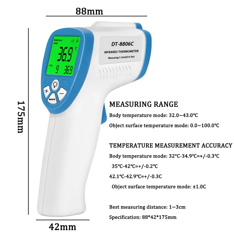 Digital Infrared Forehead Thermometer LCD Display