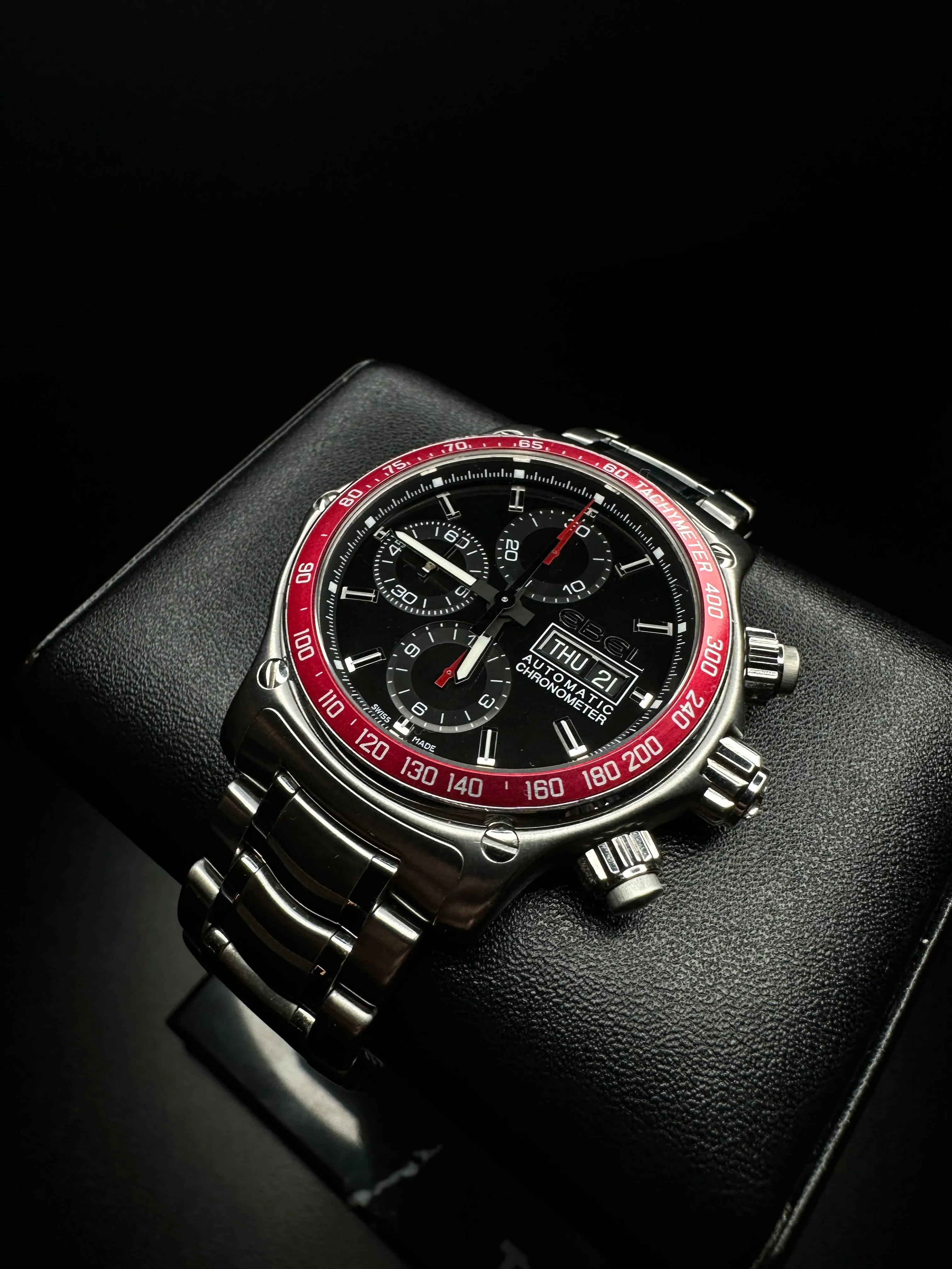 Ebel 1911 Discovery Chronograph Day/Date Red Bezel