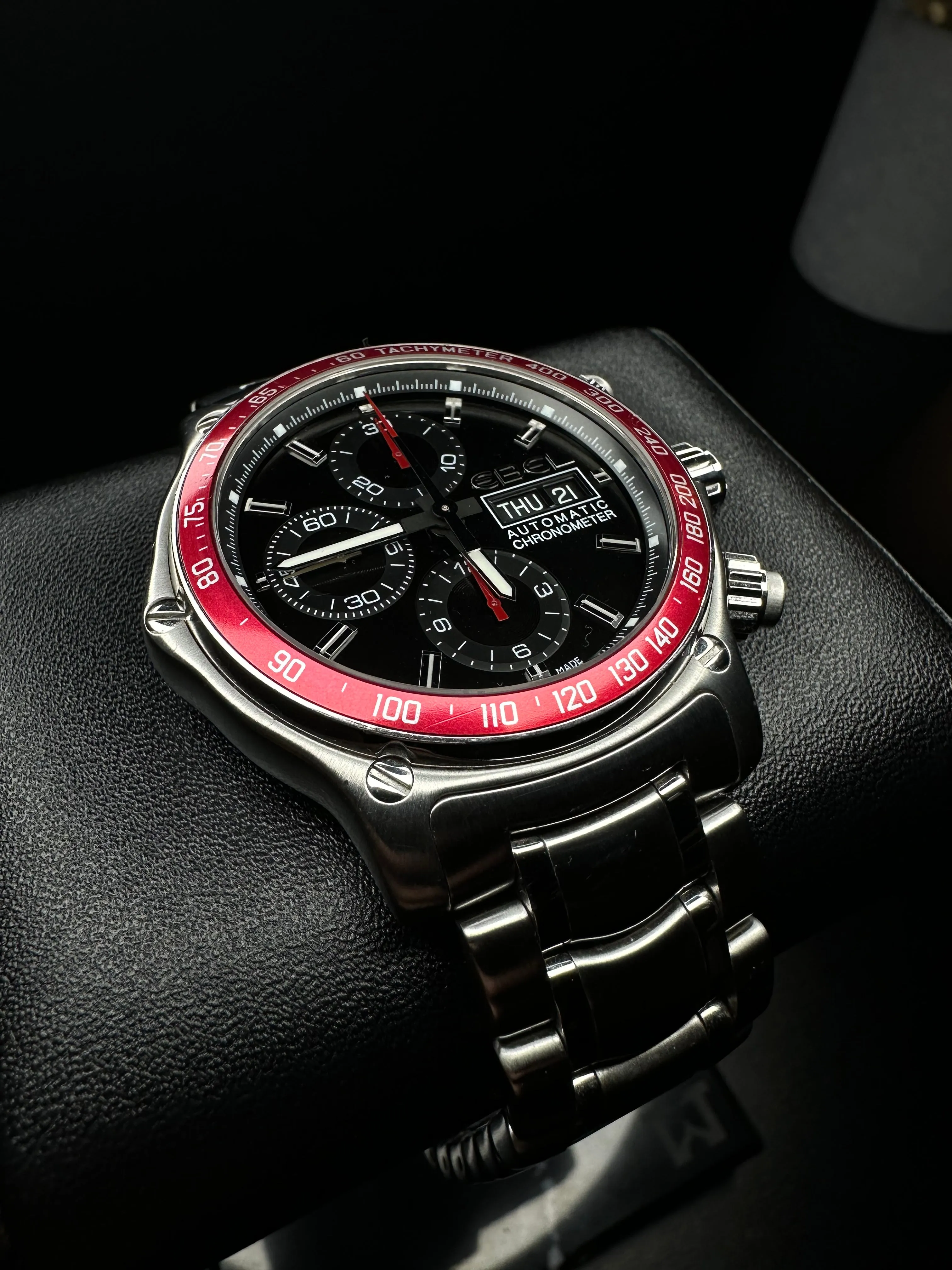 Ebel 1911 Discovery Chronograph Day/Date Red Bezel