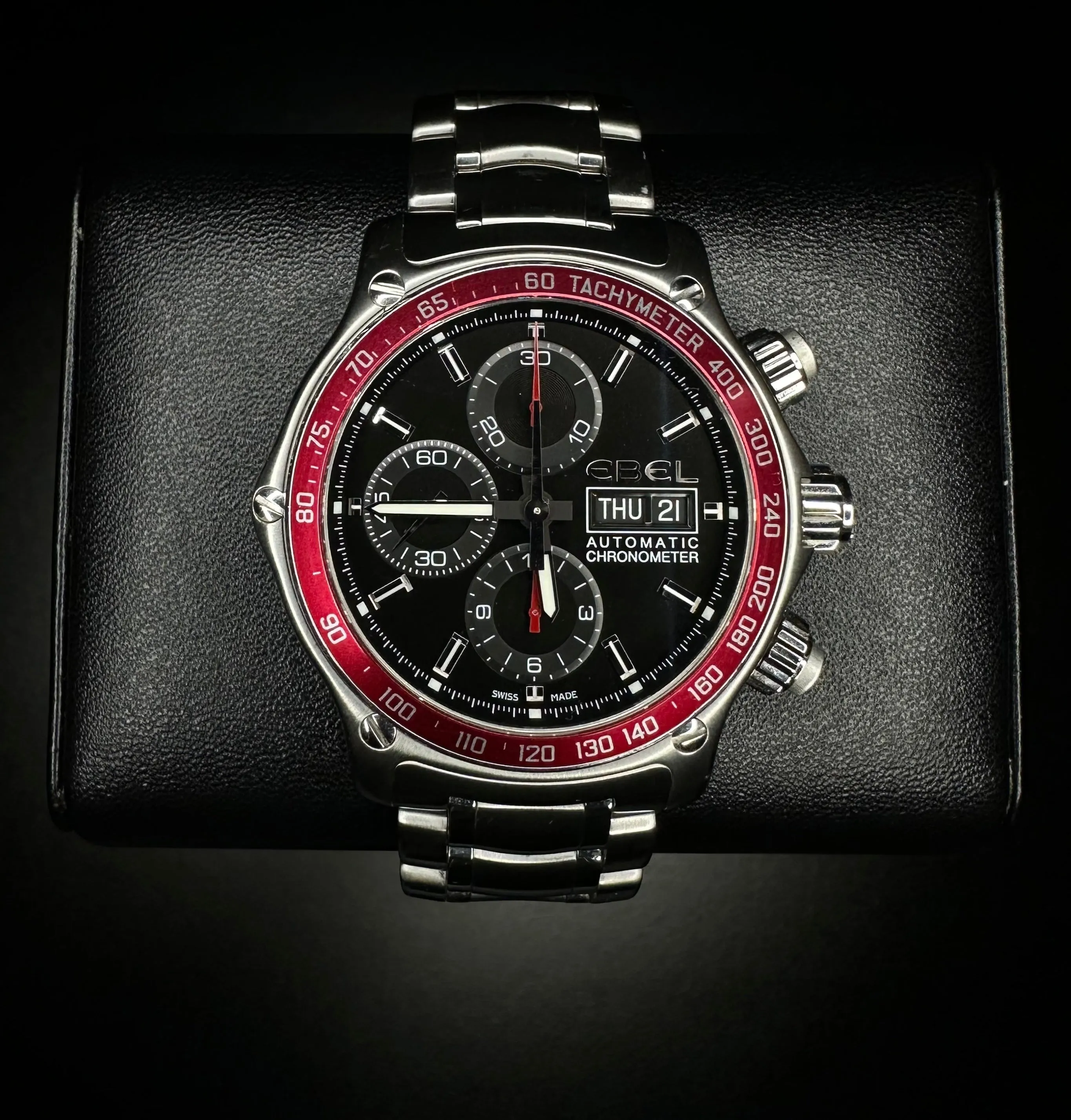 Ebel 1911 Discovery Chronograph Day/Date Red Bezel