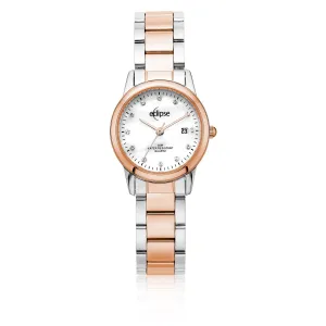 Eclipse Crystal Set Mother of Pearl Dial Silver & Rose Tone Watch