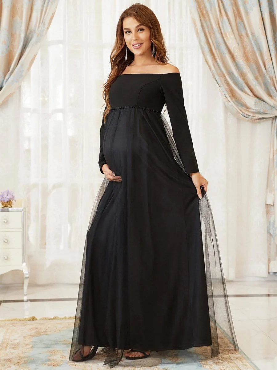 Elegant Off Shoulder Long Sleeve Maternity Dress