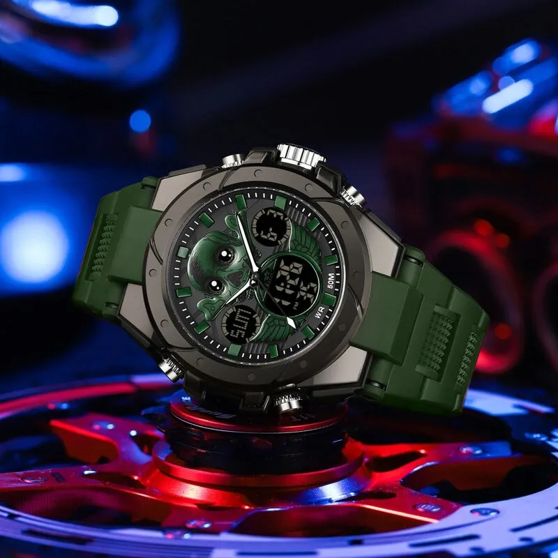 Findtime Skull Digital Watch for Men Unique Military Watches LED Backlight Waterproof Sport Outdoor