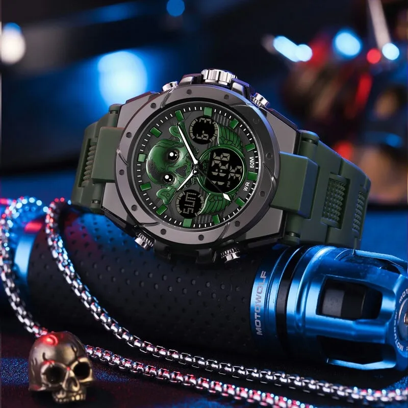 Findtime Skull Digital Watch for Men Unique Military Watches LED Backlight Waterproof Sport Outdoor