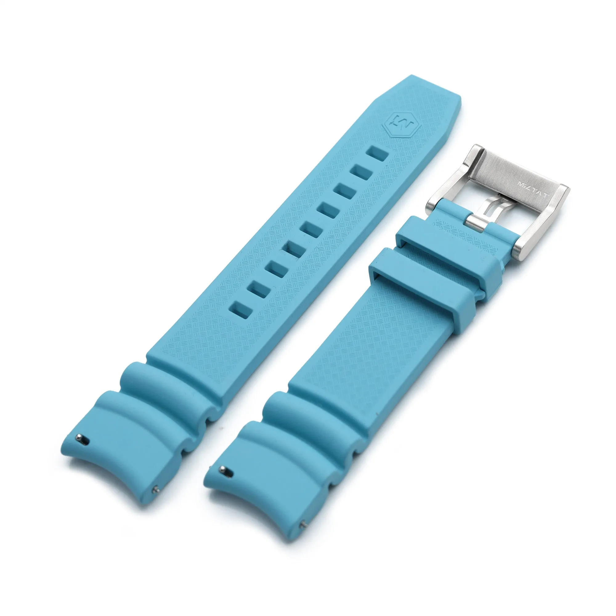 Firewave Resilient Curved End FKM rubber Watch Strap, Sky Blue