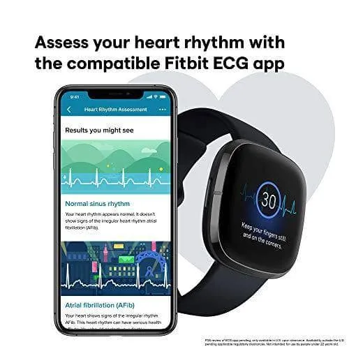 Fitbit Sense, Advanced Smartwatch with Tools for Heart Health, Stress Management & Skin Temperature Trends, Carbon/Graphite Stainless Steel