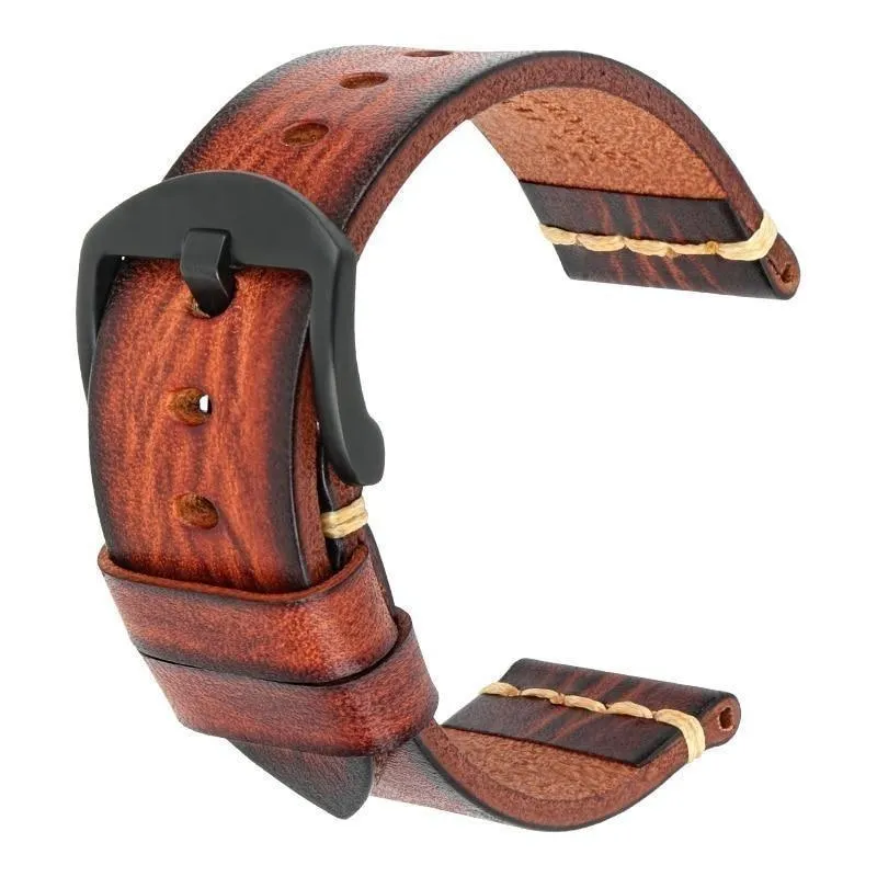 Gaston Tanned Calfskin Watch Strap With Black Tang Buckle