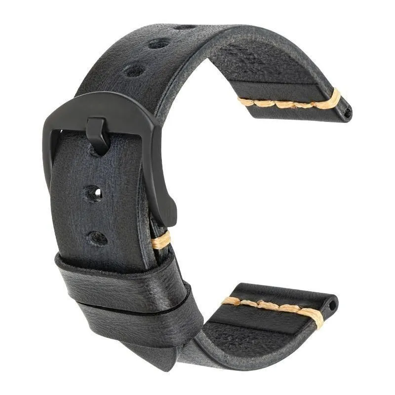 Gaston Tanned Calfskin Watch Strap With Black Tang Buckle