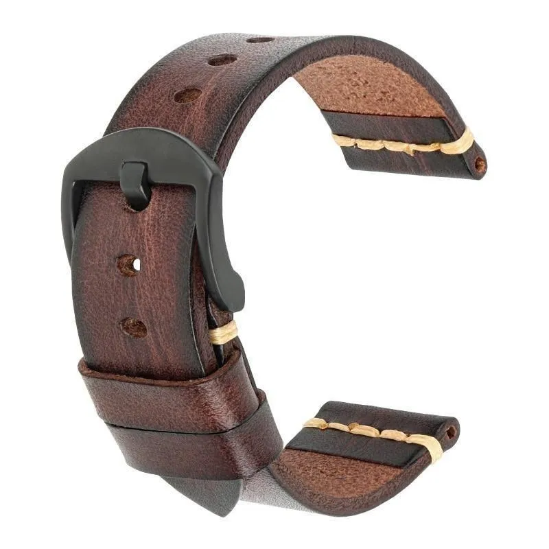 Gaston Tanned Calfskin Watch Strap With Black Tang Buckle