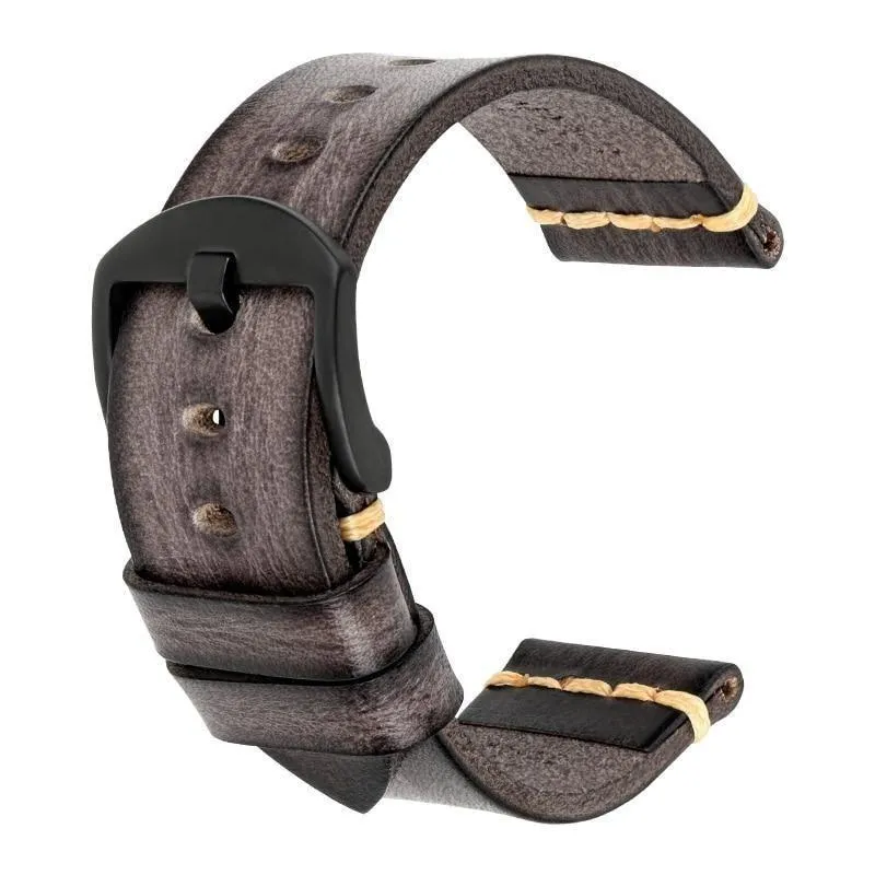 Gaston Tanned Calfskin Watch Strap With Black Tang Buckle