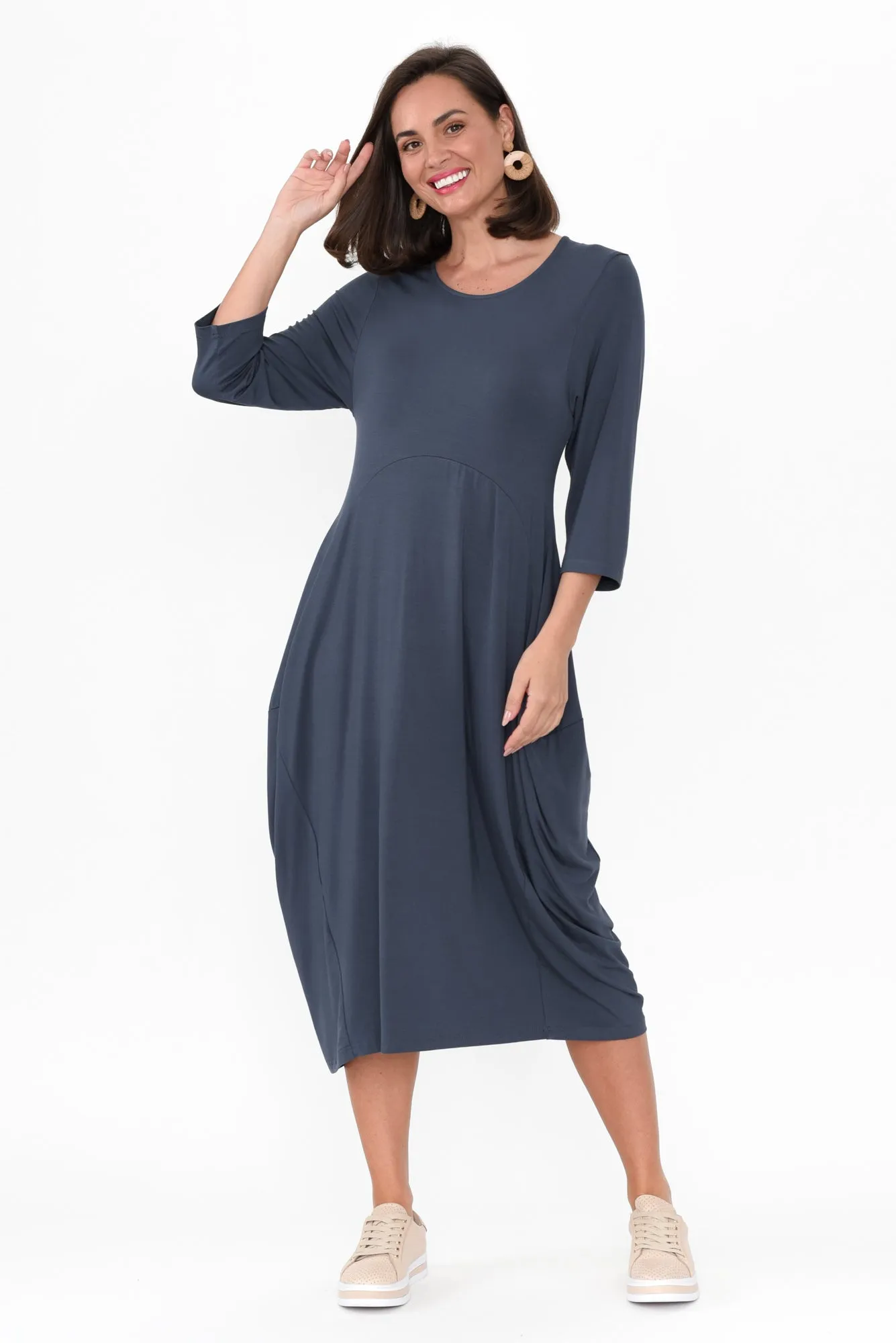 Glenda Blue Sleeved Crescent Dress