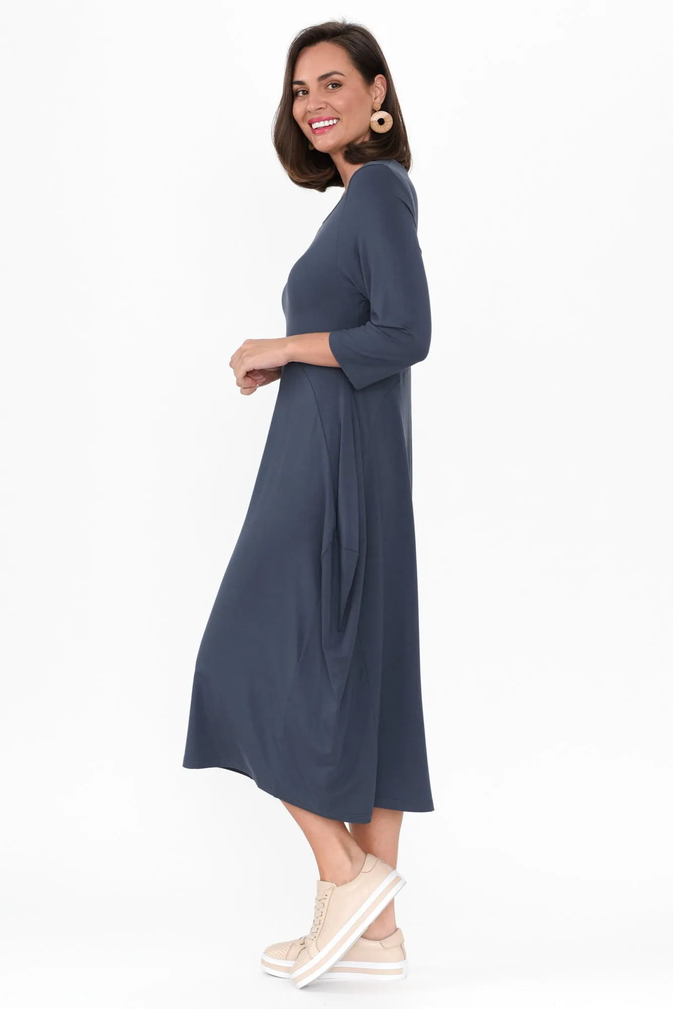 Glenda Blue Sleeved Crescent Dress