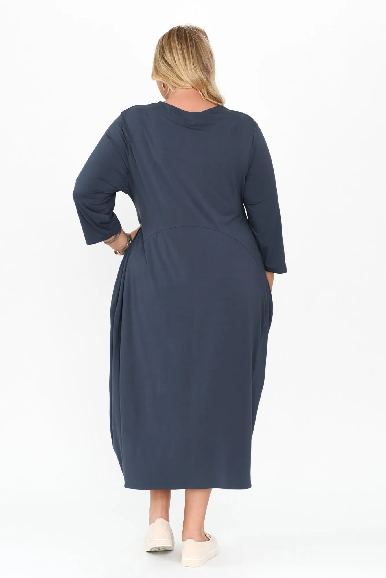 Glenda Blue Sleeved Crescent Dress