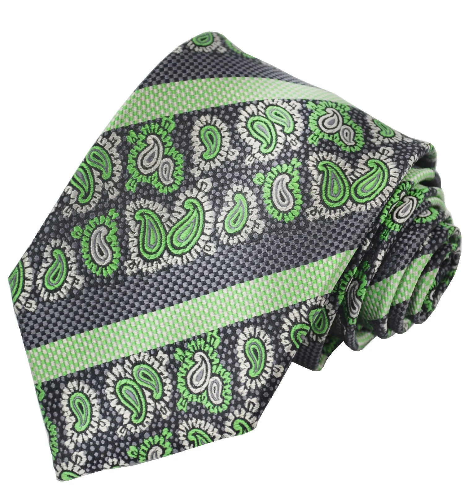 Green and Black Silk Tie and Pocket Square