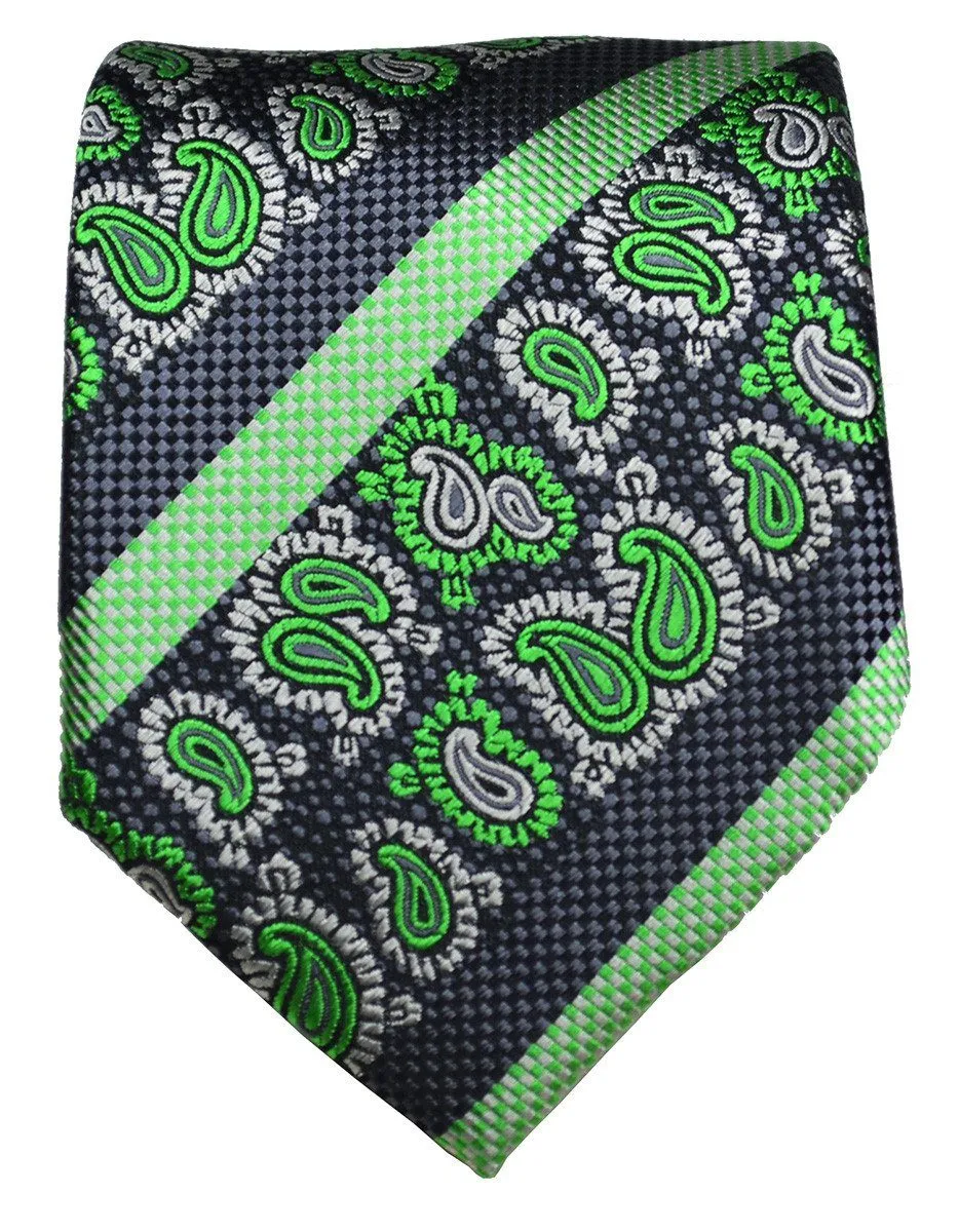 Green and Black Silk Tie and Pocket Square