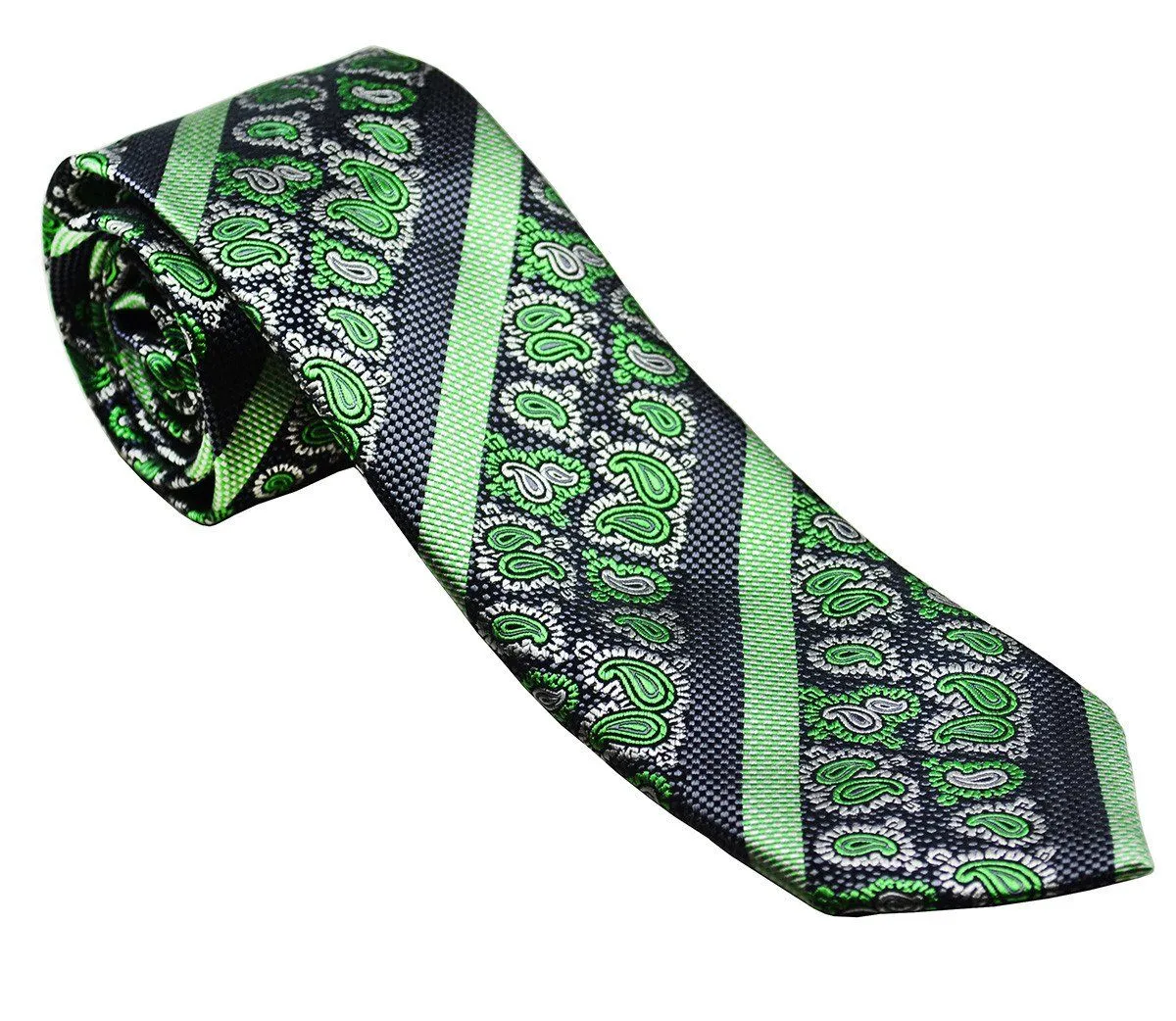 Green and Black Silk Tie and Pocket Square