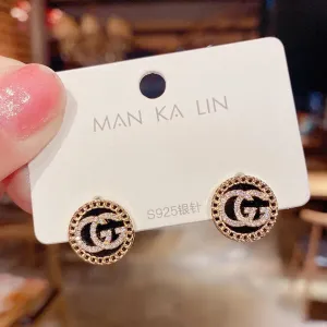 Gucci Design Exclusive Korean Style Round Ston Stud Earrings