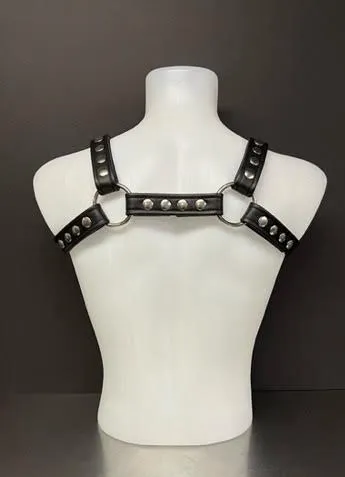 Harness Barbarian - Black Leather with Silver Snaps - Large/XLarge