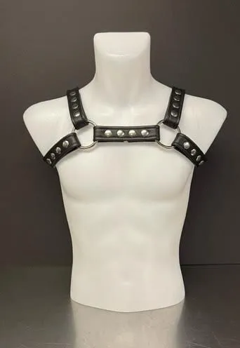 Harness Barbarian - Black Leather with Silver Snaps - Large/XLarge