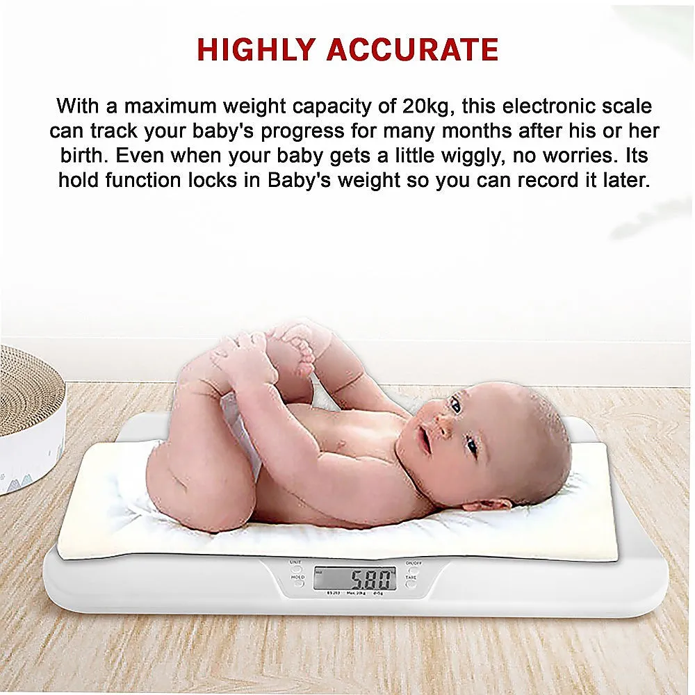 High-Precision Digital Baby Pet Scale, 20kg Capacity, White