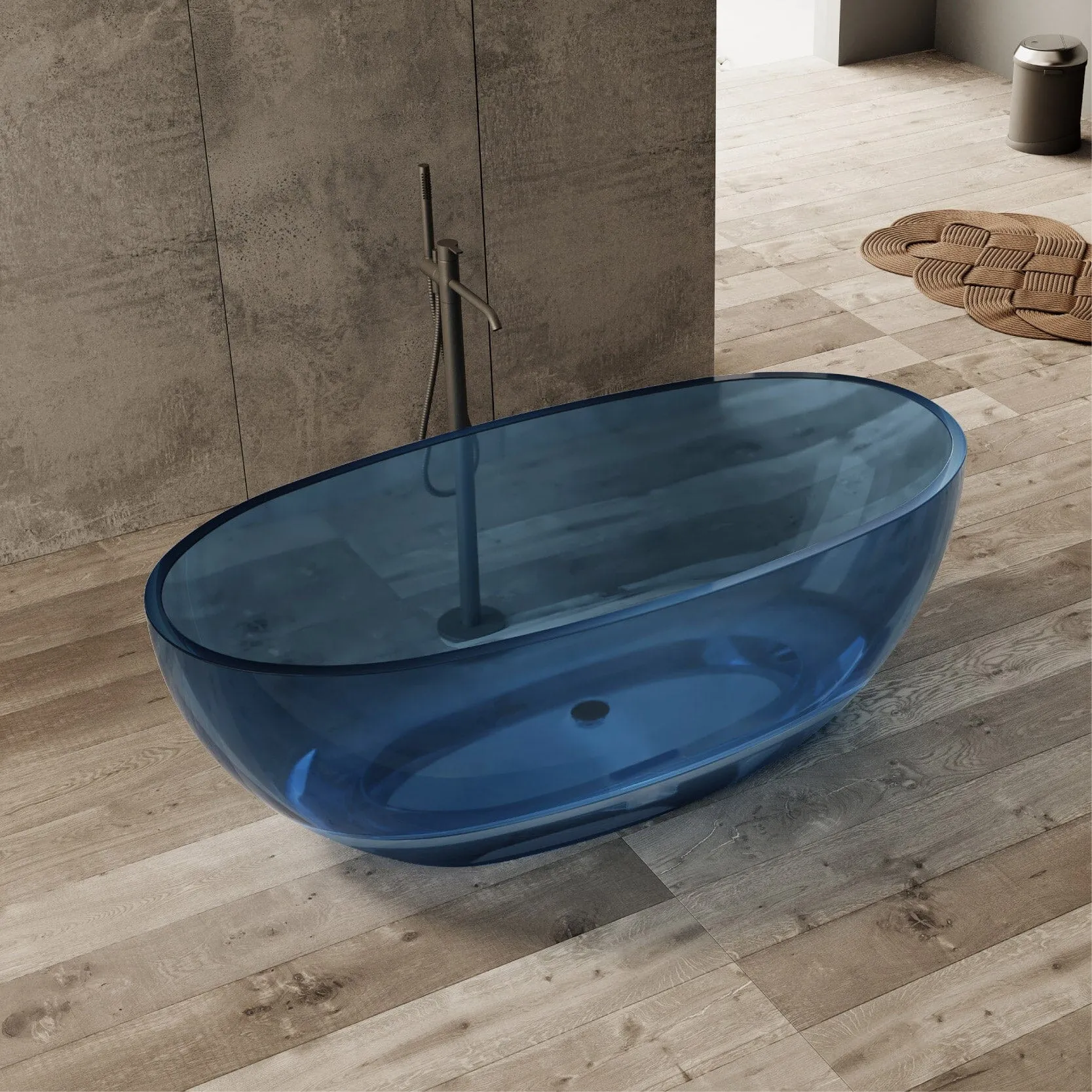 JULE 1500mm Transparent Oval Freestanding Bathtub Azure Blue (CT02) - Made To Order