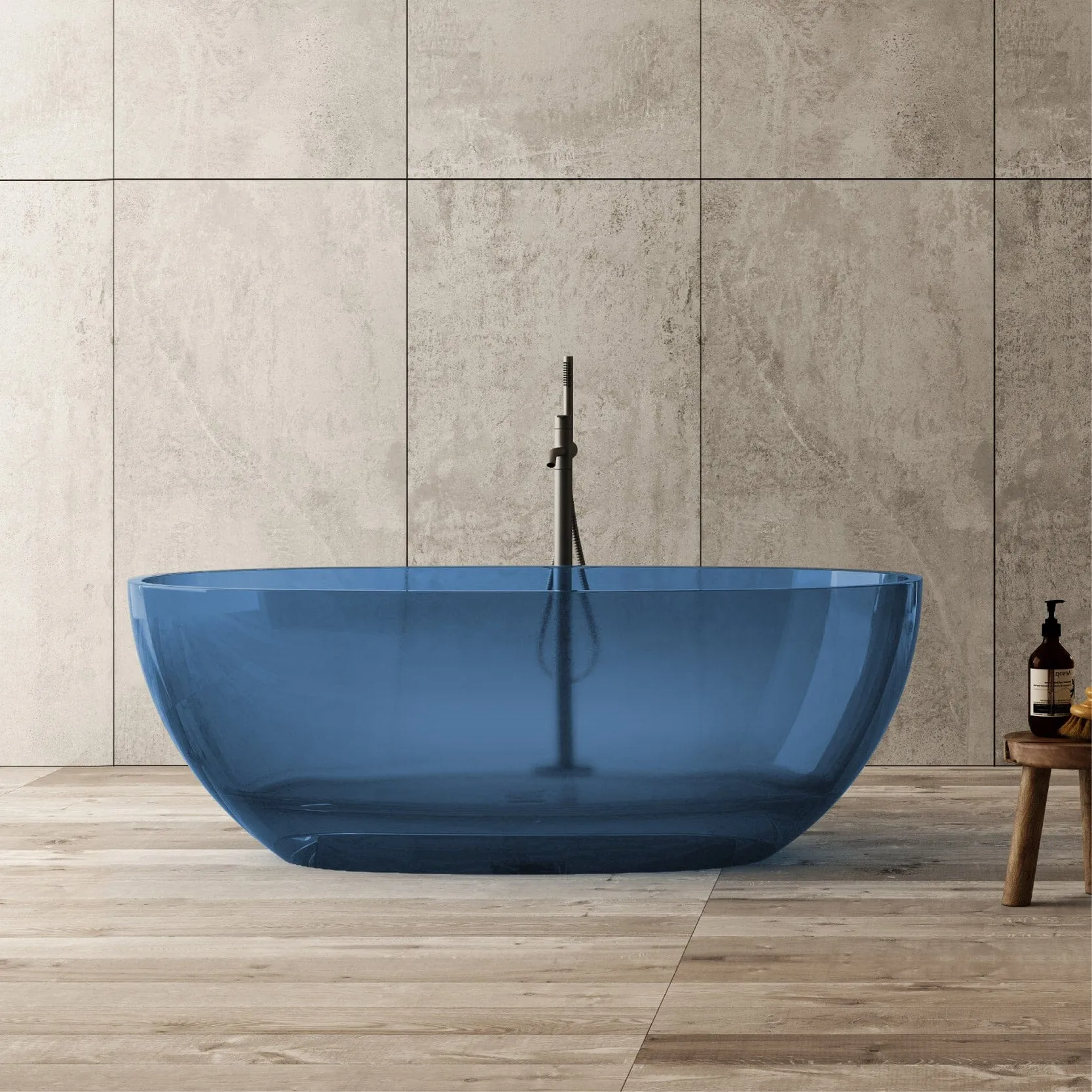 JULE 1500mm Transparent Oval Freestanding Bathtub Azure Blue (CT02) - Made To Order