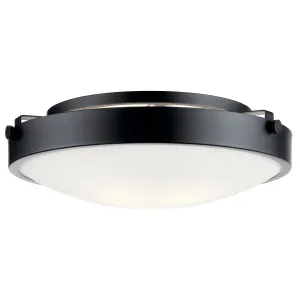 Lytham 17" 3-Light Flush Mount Light with Clear Satin Etched Glass, Black Finish