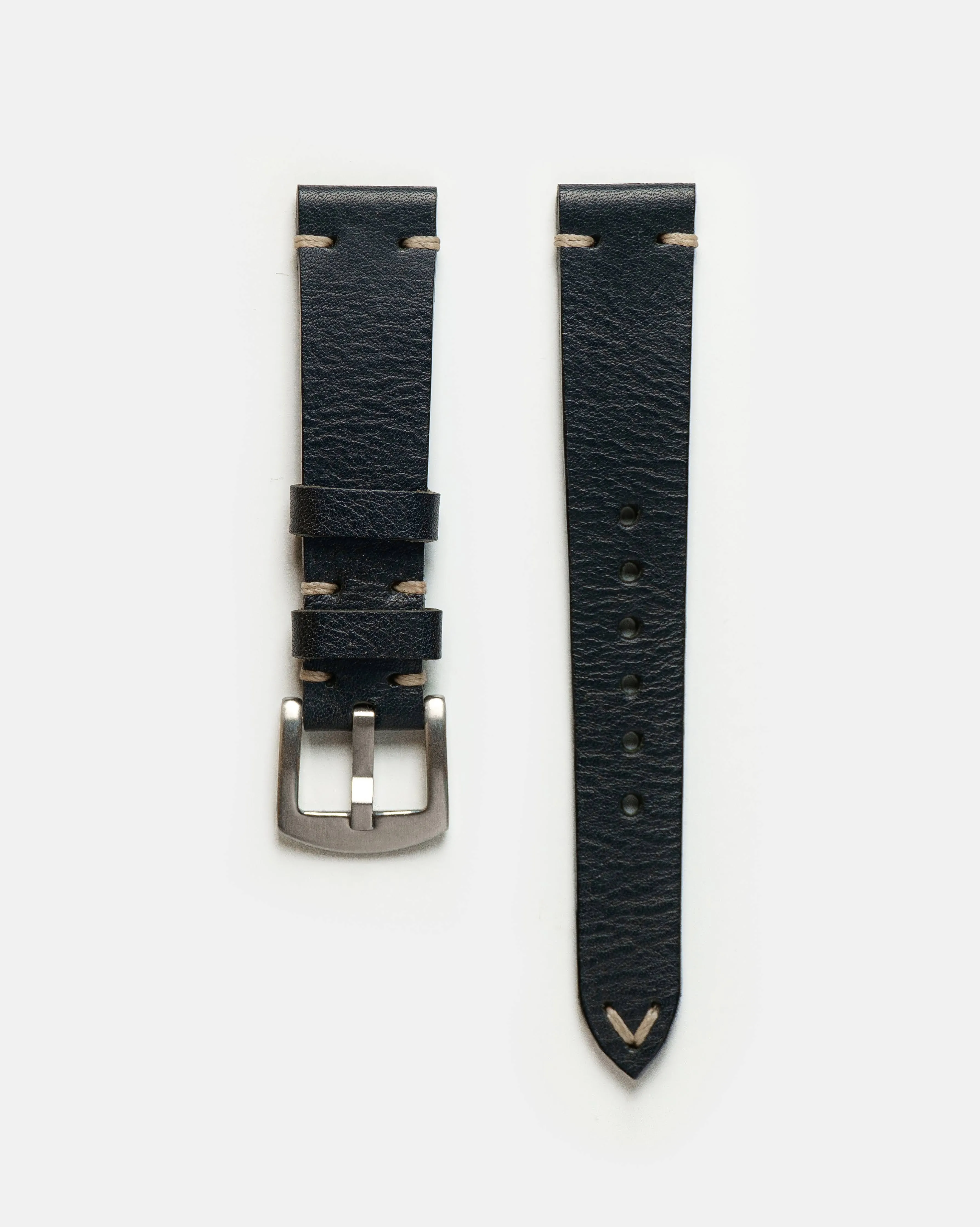 Matte Black Vintage Stitched Watch Strap